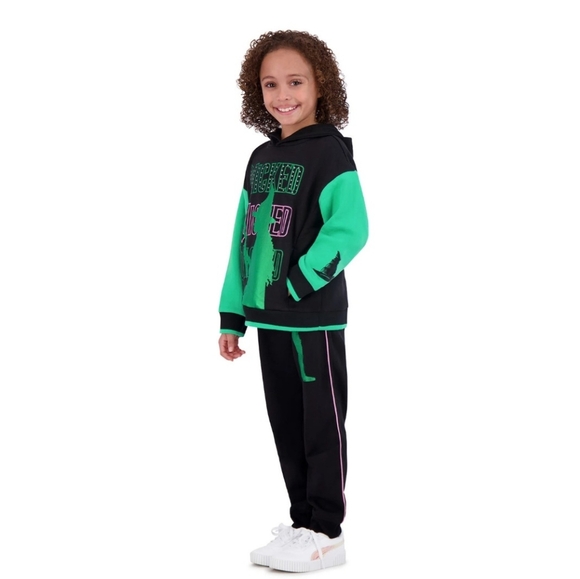 Wicked 2 Piece Black & Green Sweatsuit Girls Size   NWT - Picture 4 of 8